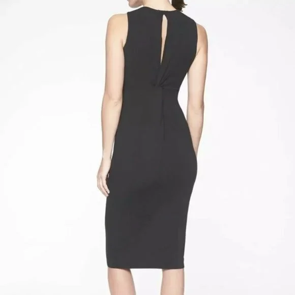 slim fit dress slacks White Keyhole Essential Long Sleeve Midi Dress